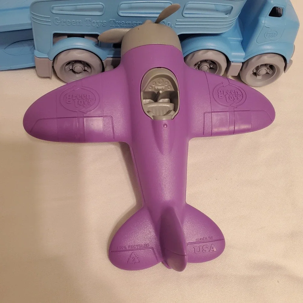 Green Toys Blue Transport Truck and Purple Airplane Recycled‎ Plastic Toy Set